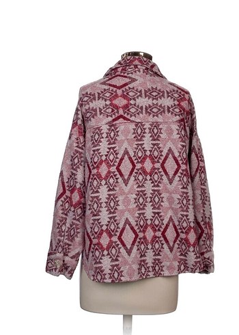 Bohem Bordo Düğmeli Uzun Kollu Gömlek - Görsel 2