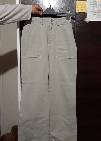 36 Beden camel Renk Trendyolmilla taş cep detaylı yüksek bel wide leg jeans
