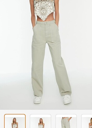 Trendyolmilla taş cep detaylı yüksek bel wide leg jeans