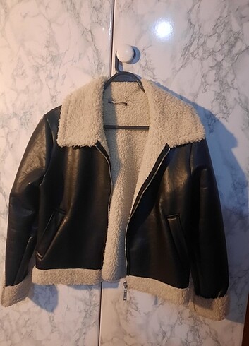 Kürk yaka biker ceket 
