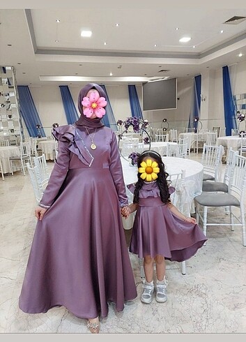 Anne kız kombin tesettür abiye