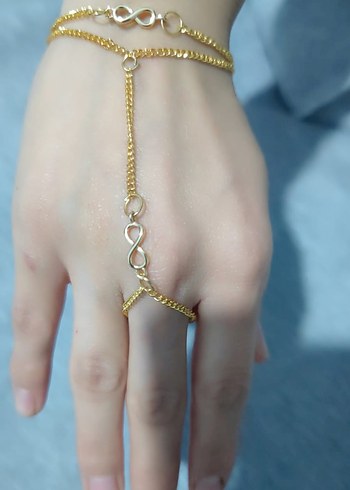 Bohem Sonsuzluk Detaylı Altın Renk Kadın El Zinciri - Görsel 2