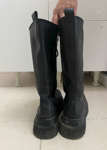 39 Beden Deri Siyah Gotik Stiletto Topuklu Botlar