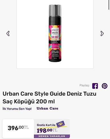 urban care deniz tuzu saç köpüğü