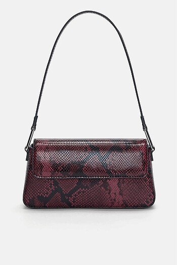 pull bear bordo çanta yılan desenli