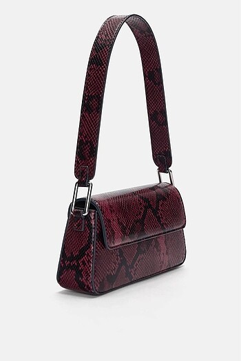 Beden bordo Renk pull bear bordo çanta yılan desenli