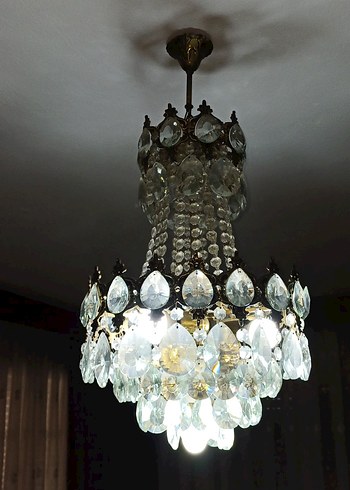 Altın Renkli Kristal Sarkıt antika Avize - Görsel 3