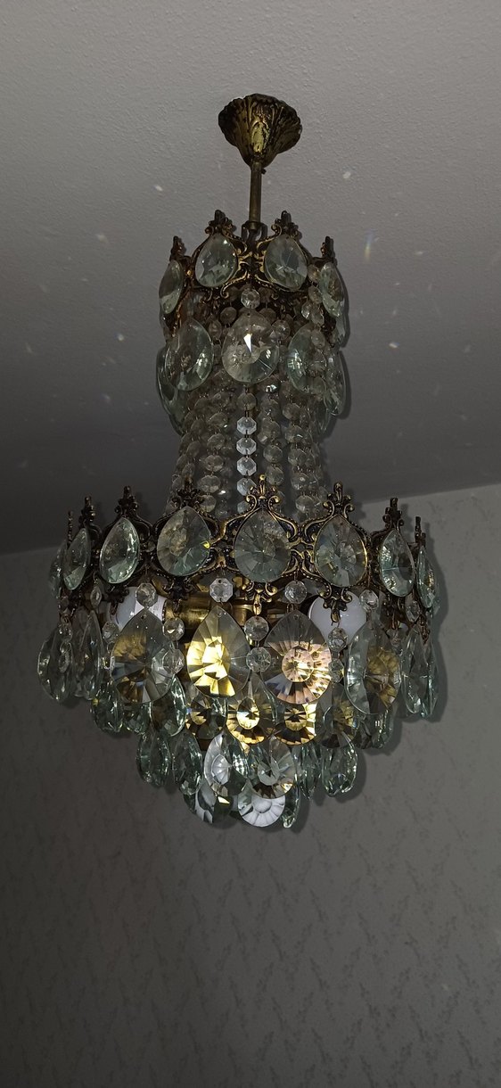 Altın Renkli Kristal Sarkıt antika Avize - Görsel 2