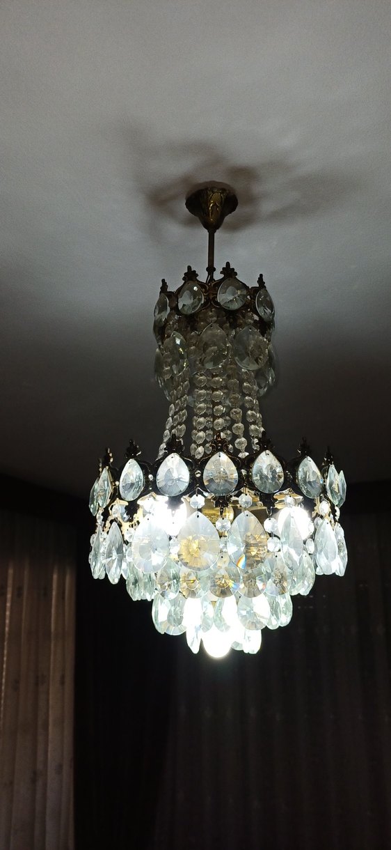 Altın Renkli Kristal Sarkıt antika Avize - Görsel 3