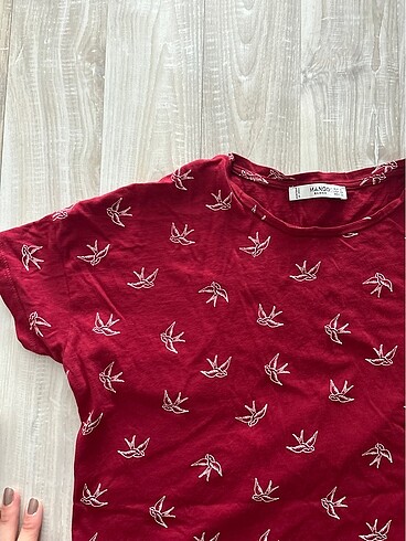 Mango mango kuş desnli bordo tshirt