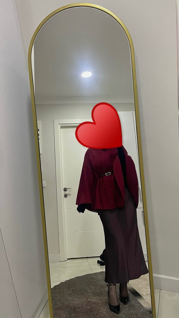 Zara Şarap Rengi Saten Etek Midi - Görsel 2