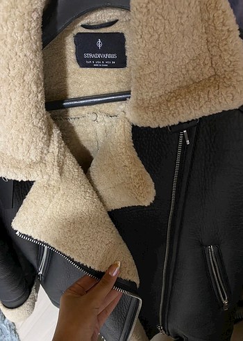 Kürklü Biker Deri Kadın Ceket - Görsel 6