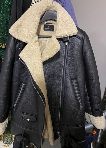 Kürklü Biker Deri Kadın Ceket - Görsel 4