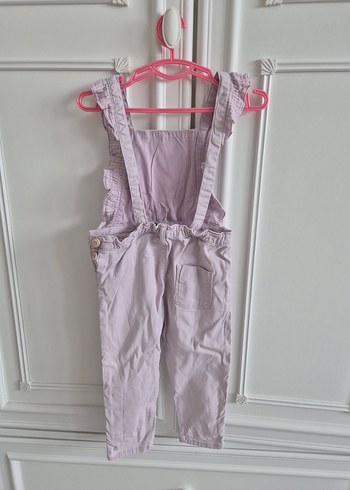 Kız Çocuk Pembe Keten Fırfırlı Askılı Tulum - Görsel 2