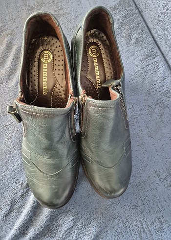 Mammamia Gri Deri Kadın Topuklu Bot - Görsel 2