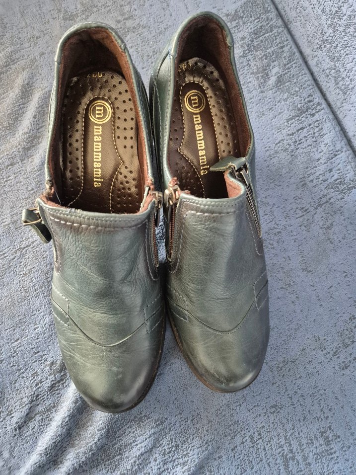 Mammamia Gri Deri Kadın Topuklu Bot - Görsel 2