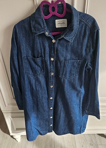 DeFacto Mavi Kadın Denim Gömlek - Görsel 3