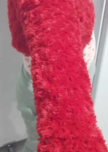 Kız Çocuk Kırmızı Uzun Kollu Kürklü bolero - Görsel 4