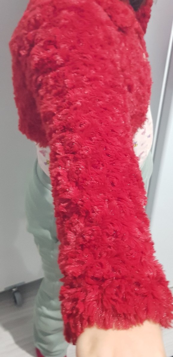 Kız Çocuk Kırmızı Uzun Kollu Kürklü bolero - Görsel 4