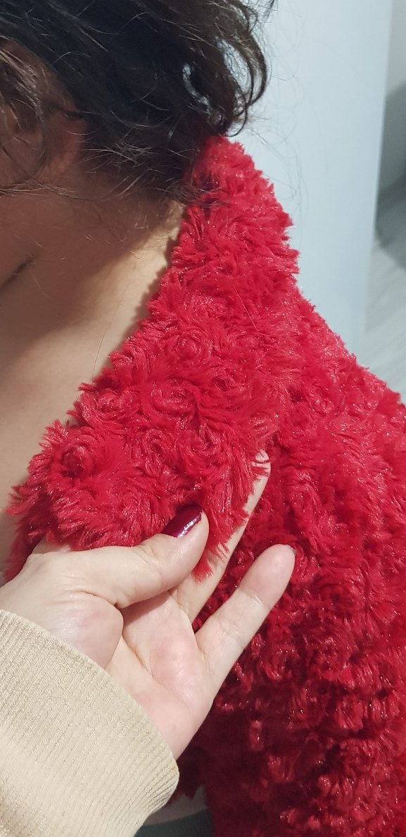 Kız Çocuk Kırmızı Uzun Kollu Kürklü bolero - Görsel 3