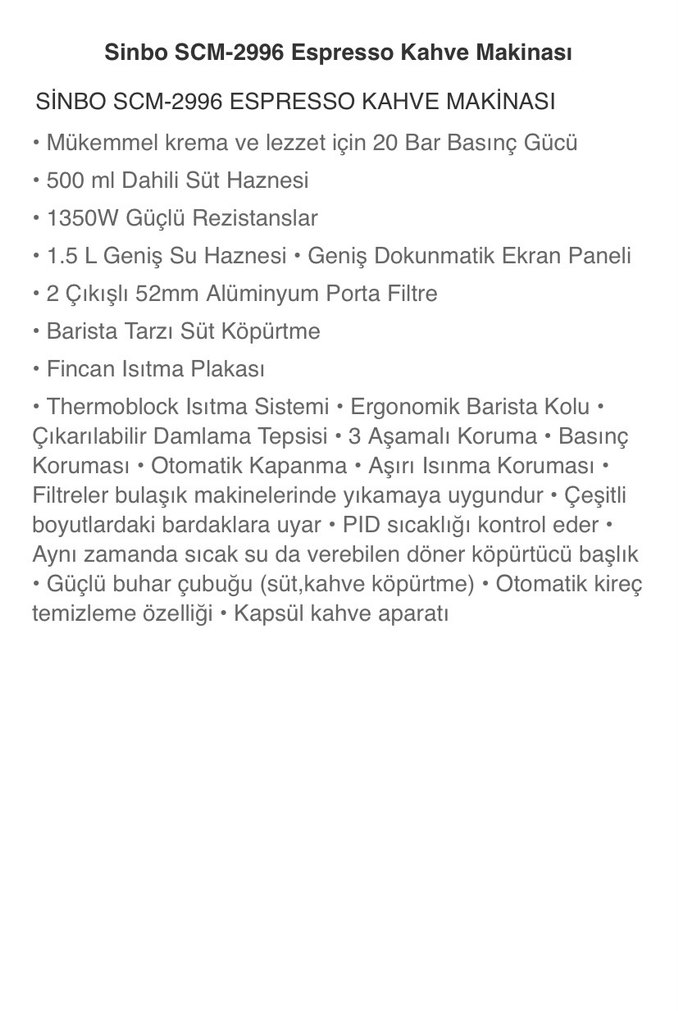 Sinbo Siyah Espresso Kahve Makinesi - Görsel 3