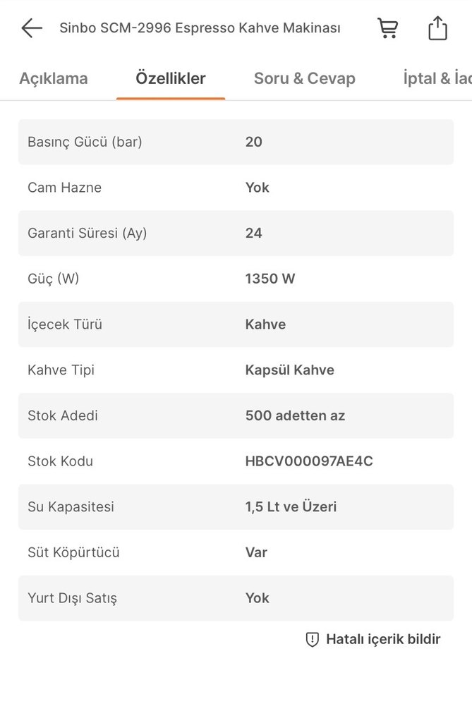 Sinbo Siyah Espresso Kahve Makinesi - Görsel 4