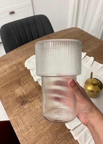 Dikey Çizgili Şeffaf Cam Bardak - Görsel 2