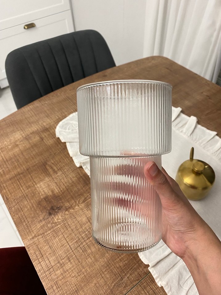 Dikey Çizgili Şeffaf Cam Bardak - Görsel 2