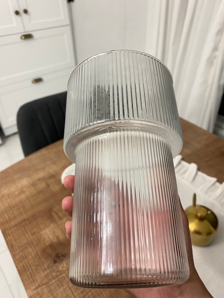 Dikey Çizgili Şeffaf Cam Bardak - Görsel 3