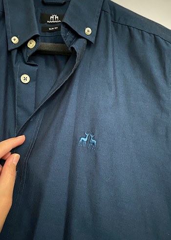 Erkek Lacivert Keten Uzun Kollu Gömlek - Görsel 2