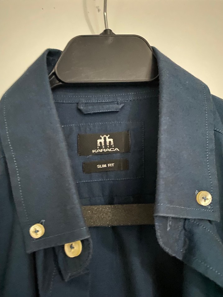 Erkek Lacivert Keten Uzun Kollu Gömlek - Görsel 3