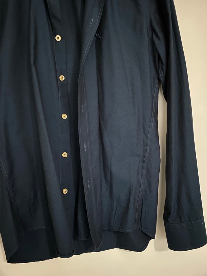 Erkek Lacivert Keten Uzun Kollu Gömlek - Görsel 4