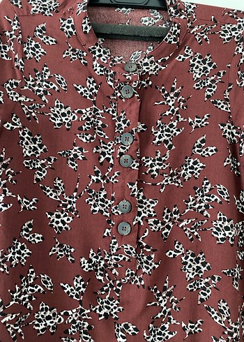 Bordo V Yaka Uzun Kollu Midi Tunik - Görsel 2