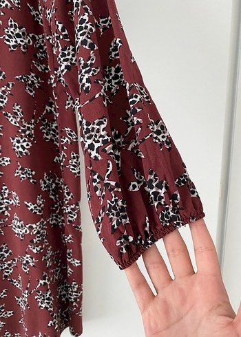 Bordo V Yaka Uzun Kollu Midi Tunik - Görsel 3