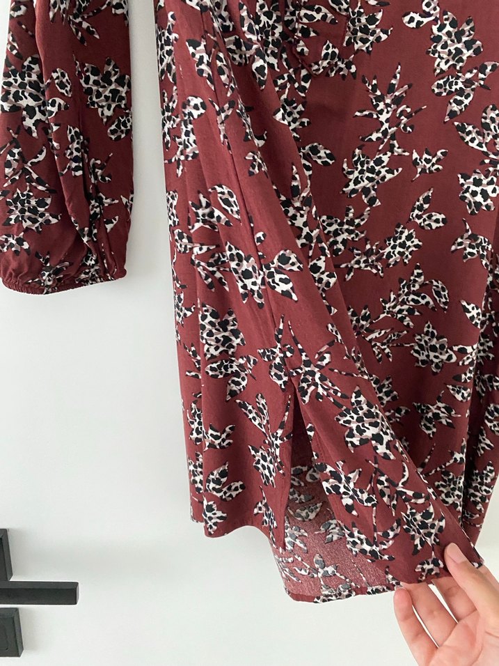 Bordo V Yaka Uzun Kollu Midi Tunik - Görsel 4