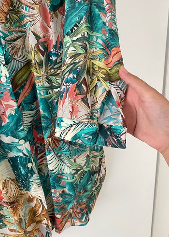 Renkli Desenli Uzun Kollu Bohem Gömlek - Görsel 2