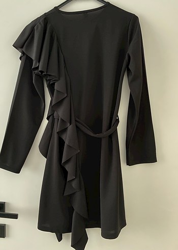 Uzun Kollu Siyah Gotik Elbise - Görsel 3