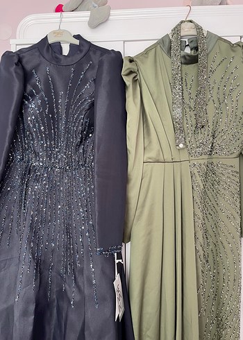 İşlemeli Uzun Kollu Kadın Abiye kiralık fiyatıdır tekli - Görsel 2