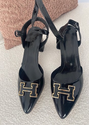 Siyah Rugan Tokalı Stiletto Kadın Ayakkabı - Görsel 3