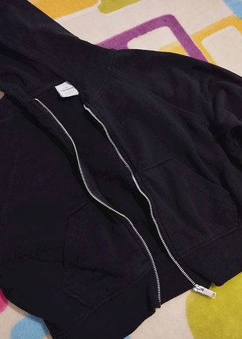 Pull and Bear Pull&Bear kapüşonlu crop fermuarlı sweatshirt