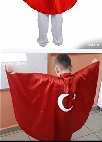 9 Yaş Beden kırmızı Renk Türk bayraklı pelerin