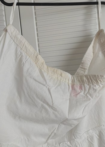 Beyaz Uzun Hamile Keten Etek - Görsel 2