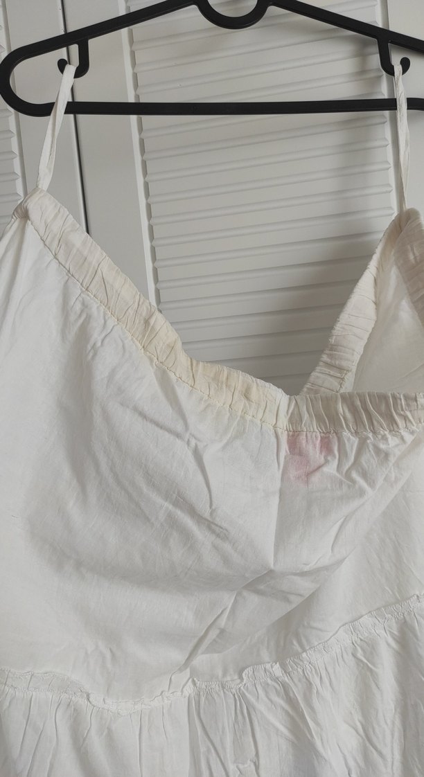 Beyaz Uzun Hamile Keten Etek - Görsel 2