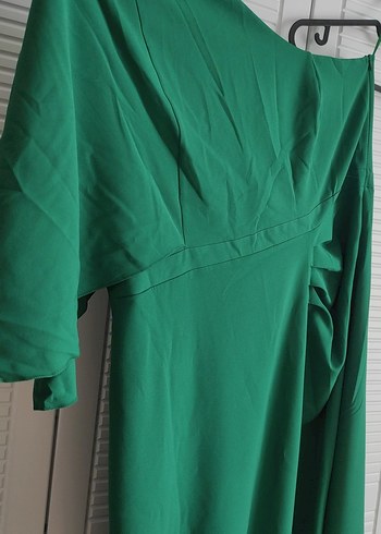 Parlak Yeşil Drapeli Hamile Uzun Etek - Görsel 4