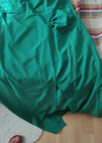 Parlak Yeşil Drapeli Hamile Uzun Etek - Görsel 2