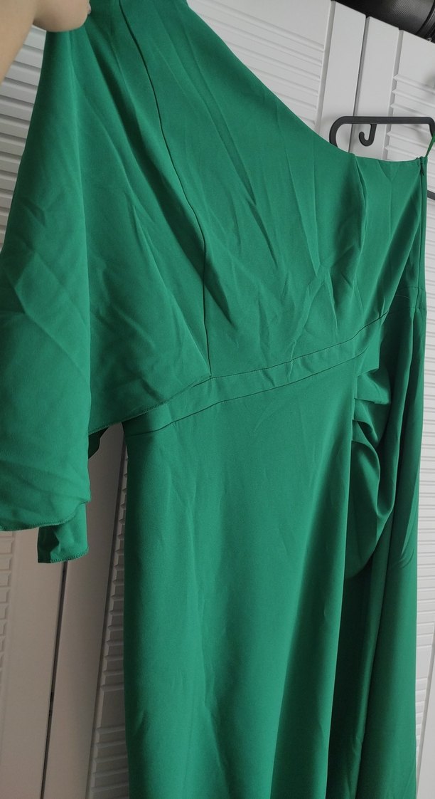 Parlak Yeşil Drapeli Hamile Uzun Etek - Görsel 4