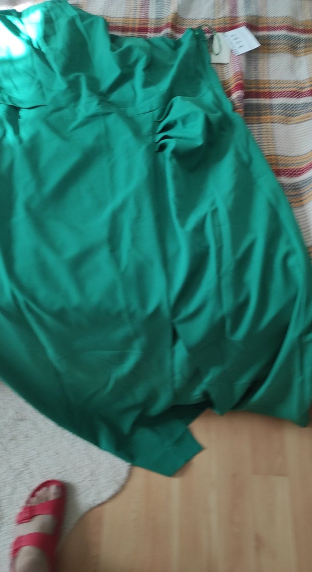 Parlak Yeşil Drapeli Hamile Uzun Etek - Görsel 2