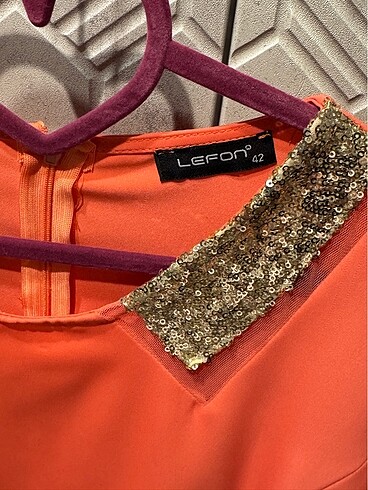 Turuncu Gömlek Payet Detaylı - Görsel 2