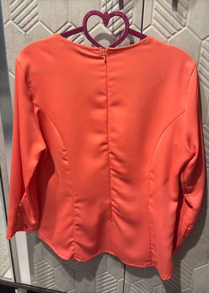 Turuncu Gömlek Payet Detaylı - Görsel 3