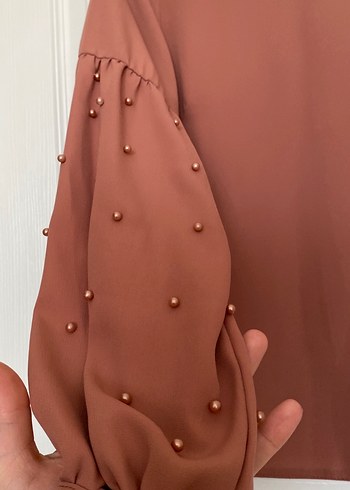 Refka Tesettür Giyim İnci Detaylı Uzun Kollu Kadın Bluz